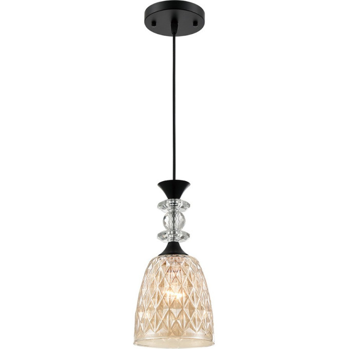 Подвесной светильник LUMION ELENIKA 8056/1А SUSPENTIONI LN24E27 1*60W 220V черный/амбер металл/стекло 8056/1A